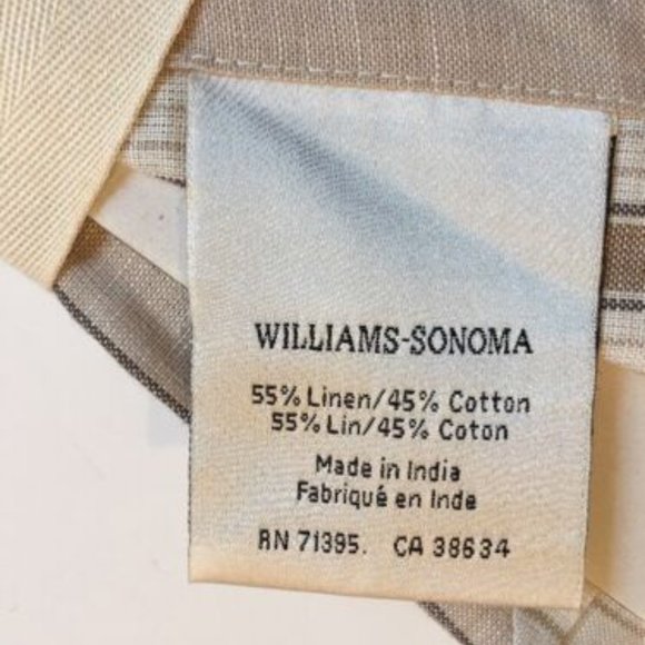 Williams Sonoma Capri Stripe Place Mats Tan Cream Linen Cotton Set of 4 - Picture 3 of 3